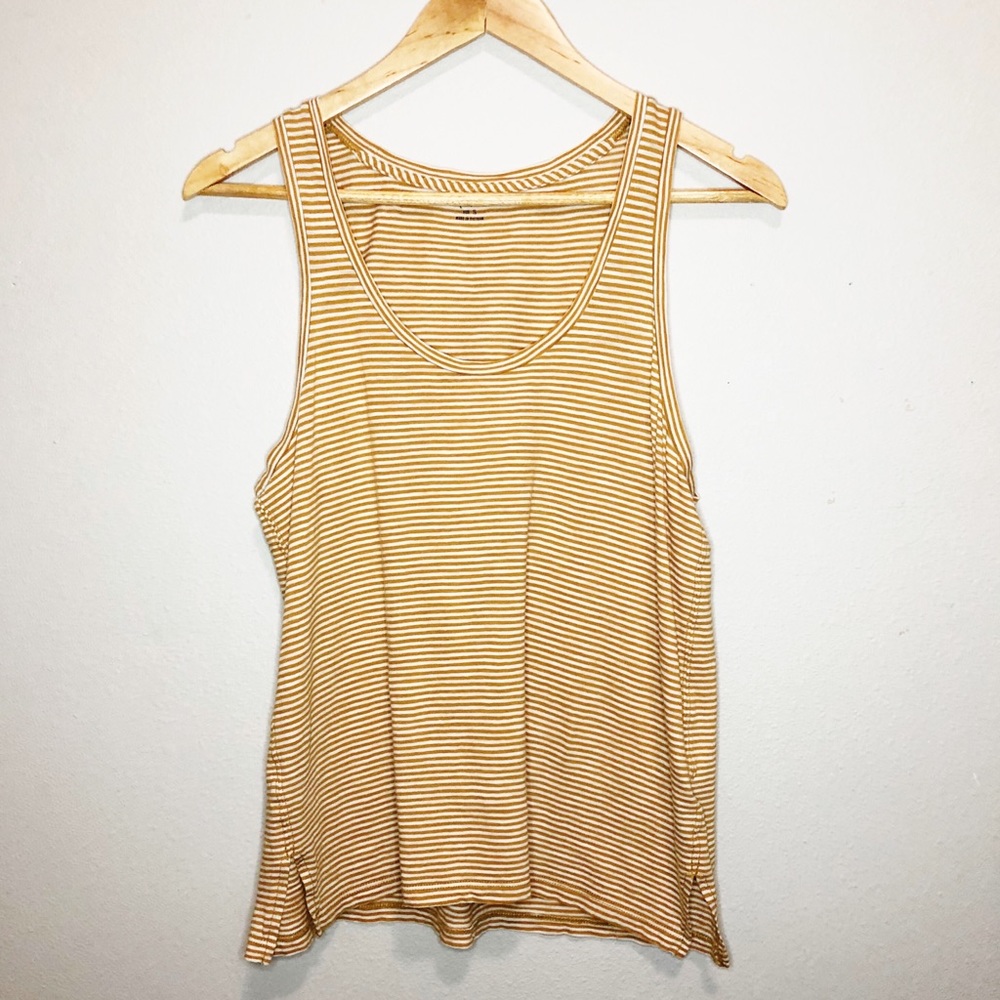 Madewell yellow striped classic tank